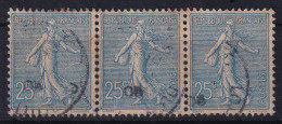 FRANCE 1903 - Canceled - YT 132 - Strip Of 3! - 1903-60 Sower - Ligned