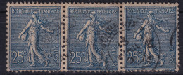 FRANCE 1903 - Canceled - YT 132 - Strip Of 3! - 1903-60 Semeuse Lignée