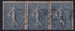 FRANCE 1903 - Canceled - YT 132 - Strip Of 3! - 1903-60 Sower - Ligned