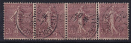 FRANCE 1903 - Canceled - YT 131 - Strip Of 4! - 1903-60 Semeuse Lignée