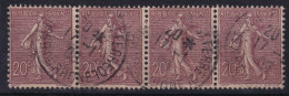 FRANCE 1903 - Canceled - YT 131 - Strip Of 4! - 1903-60 Säerin, Untergrund Schraffiert
