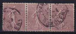 FRANCE 1903 - Canceled - YT 131 - Strip Of 3! - 1903-60 Säerin, Untergrund Schraffiert