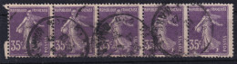 FRANCE 1906 - Canceled - YT 136 - Strip Of 5! - 1906-38 Säerin, Untergrund Glatt