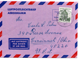 68565 - Bund - 1966 - 70Pfg Kl Bauten EF A Aerogramm DELMENHORST -> Cincinnati, OH (USA) - Lettres & Documents