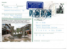 68571 - Bund - 1989 - 2@10Pfg SWK A 60Pfg SWK GABildKte BAD MUENDER -> Vista, CA (USA), Unterfrankiert! - Lettres & Documents