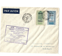 !!! AOF, PREMIER SERVICE POSTAL AÉRIEN RÉGULIER BAMAKO- FRANCE, VOL D'ESSAI DE 1937, DU SOUDAN FRANÇAIS VERS DAKAR - Cartas & Documentos