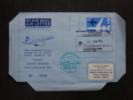 BW12 FRANCE   BELLE LETTRE AEROGRAMME  1976  1ER VOL CONCORDE  LONDON BARHEIM ++AFF.PLAISANT++    + - 1960-.... Storia Postale