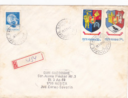 COAT OF ARMS, POTTERY STAMPS ON REGISTERED COVER, 1984, ROMANIA - Covers & Documents
