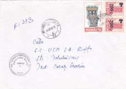 HOTEL OVERPRINT STAMP, TRINITY STAMPS ON REGISTERED COVER, 1998, ROMANIA - Briefe U. Dokumente