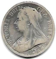 GRANDE- BRETAGNE  VICTORIA  Half CROWN 1900  ARGENT  TB+ - Sonstige & Ohne Zuordnung