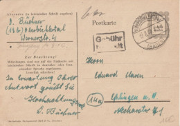 1946 - ZOF / BADEN - CARTE ENTIER Avec GEBÜHR BEZAHLT De OBERBÜHLERTAL => ESSLINGEN - Emissions Générales