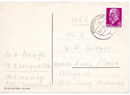 68587 - DDR - 1969 - 15Pfg Ulbricht EF A Kte EBERSWALDE -> Ames, IA (USA) - Covers & Documents