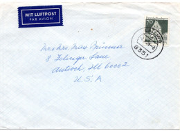 68588 - Bund - 1969 - 70Pfg Gr Bauten EF A LpBf LALLING -> Antioch, IL (USA) - Cartas & Documentos