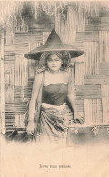 Birmanie - Jeune Fille Birmane - Chapeau Birman - Photo Francisc. Miss - Carte Postale Ancienne - Autres & Non Classés
