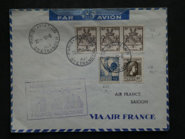 BW12 FRANCE   BELLE LETTRE   1946  1ER VOL REOUVERTURE  PARIS   A SAIGON INDOCHINE +BANDE DE 3 X4F +AFF.PLAISANT++    + - 1927-1959 Brieven & Documenten