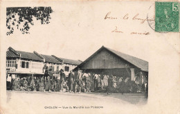 Viet Nam - Cholon - Vue Du Marché Au Poissons - Animé - Oblitéré Saigon 1908  -  Carte Postale Ancienne - Vietnam
