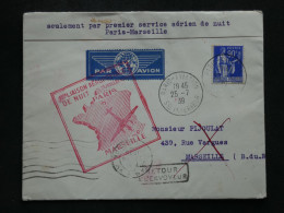 BW14  FRANCE   BELLE LETTRE 1939  1ER VOL PARIS MARSEILLE  + GRIFFE VOIE INCONNUE ++AFF.PLAISANT++ - 1927-1959 Lettres & Documents