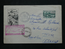 BW14  FRANCE   BELLE LETTRE FDC 1953 1ER VOL HELICO STRASBOURG LUXEMBOURG +TOURS + +  N°923+  ++AFF.PLAISANT++ - 1927-1959 Covers & Documents