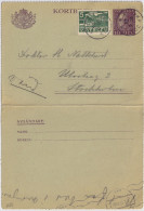 SWEDEN - 1935 Railway Date Stamp "PKP 303 * E *" (STORLIEN-ÖSTERSUND) On Letter-Card Mi.K26.IV (p.12) + Facit F240A - Briefe U. Dokumente