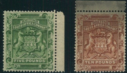 1892, BRITISH SOUTH AFRICA COMPANY 5 And 10 Pound Coat Of Arms Unused Without Gum - SG No. 12/13 (cv 4350 GBP Mh), Miche - Andere & Zonder Classificatie