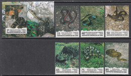 2020 Cuba Snakes Reptiles Complete Set Of 6 & Souvenir Sheet MNH - Nuevos