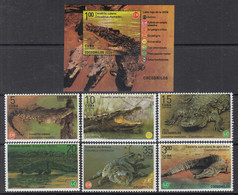 2020 Cuba Crocodiles Alligators Reptiles Complete Set Of 6 & Souvenir Sheet MNH - Nuovi
