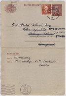 SWEDEN - 1939 Letter-Card Mi.K28.IIVb From BERGVIK 2 To Great-Britain (Barry, Wales) Re-directed To Stockholm - Brieven En Documenten
