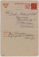 SWEDEN - 1947 Letter-Card Mi.K33 Uprated Facit F275.IIA From STOCKHOLM To ROTTERDAM, The Netherlands - Cartas & Documentos
