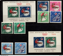 2849- PANAMA -1963- SC#:447 A-G, 447H (PERF. + IMP) - MH - 1964 WINTER OLYMPICS INNSBRUCK - Inverno1964: Innsbruck