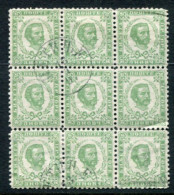 MONTENEGRO 1893 (late) 3 N Block Of 9 .perforation 10½ Used.  SG 39A , Michel   2 IV - Montenegro