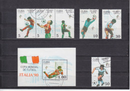 CUBA - O / FINE CANCELLED - 1990 - FOOTBALL WORLD CHAMPIONSHIP - SOCCER - ITALIA 90 -   Mi. 3356/61 + M/S 117 - Gebraucht