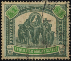 FEDERATED MALAY STATES FMS 1926 $1 Wmk.MSCA Sc#73a USED @TE2 - Federated Malay States