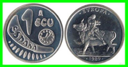 ESPAÑA.- ( EUROPA ) MONEDA DE 1 ECU AÑOS 1989 PLATA 925 MILÉSIMAS DIAMETRO: 24 Mm PESO 6,72 Gr. MADRID CAPITAL EUROPEA D -  Ensayos Y Reacuñaciones