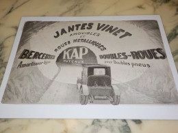 ANCIENNE  PUBLICITE PNEU KAP DE VINET 1912 - Autres & Non Classés