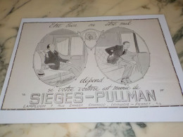 ANCIENNE  PUBLICITE SIEGES PULLMAN 1919 - Autres & Non Classés
