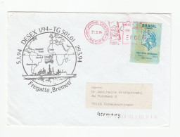 NAVY SHIP - 1994 Germany In BRAZIL Cover Fregatte Bremen, Stamps Military Forces - Cartas & Documentos