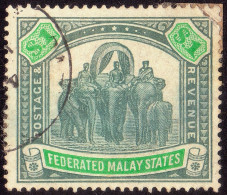 FEDERATED MALAY STATES FMS 1926 $1 Wmk.MSCA Sc#73a USED CREASED Upper Right CORNER @TE112 - Federated Malay States