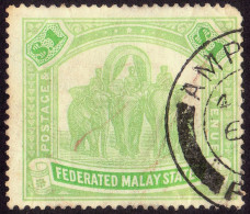 FEDERATED MALAY STATES FMS 1922 $1 Wmk.MSCA Sc#73 USED Proud AMPang D3 @TE114 - Federated Malay States