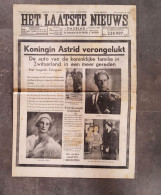 Koningin  Astrid Verongelukt Uit Het Dagblad Het Laatste Nieuws Van 30 Augustus 1935, 4 Pp. - Anciens