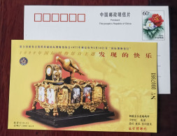 Copper Gilded Music Box Clock From Britain,CN 99 The Palace Museum UNESCO International Museum Day Pre-stamped Card - Horloges