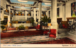New York Rochester Hotel Seneca The Lobby 1948 Curteich - Rochester