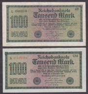 Germany 1923: Reinchbanknote 1.000 Marks (2 Different) - 1.000 Mark