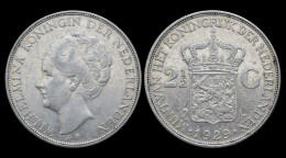 Netherlands Wilhelmina I 2 1/2 Gulden(rijksdaalder)1929 - 2 1/2 Gulden