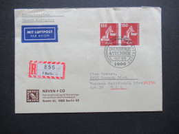 Berlin (West) Nr.585 (2) MeF Auslandsbrief Einschreiben Durch Luftpost Berlin - Tarzana USA! Gute Portostufe!! - Covers & Documents