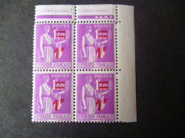 Timbre France Neuf ** 1939/44  N° 484  Bloc De Quatre - 1939-44 Iris