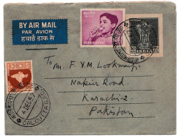 India 1957 Prepaid Airmail Ashoka Pillar, Lions 10 NP, 1957 - 8np Boy Eating Banana Stamp - Posta Aerea