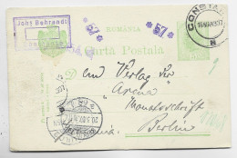 ROMANIA ROUMANIE 5 BANI CARTA POSTALA CONSTAN 16 MAR 1937 TO GERMANY - Covers & Documents