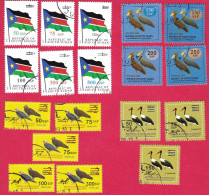 SOUTH SUDAN Full 2017 Overprint Sets CTO Cancelled = Südsudan Birds Wildlife Flag Soudan Du Sud - South Sudan