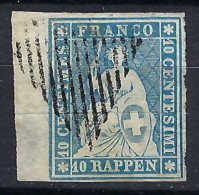 SUISSE 1854-55: Le 23B BDF Obl. Grille, Petit Pelurage Forte Cote - Gebraucht