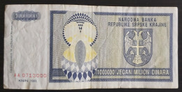 Croatia, Krajina 1000000 Dinara, Knin 1993 - Croatie